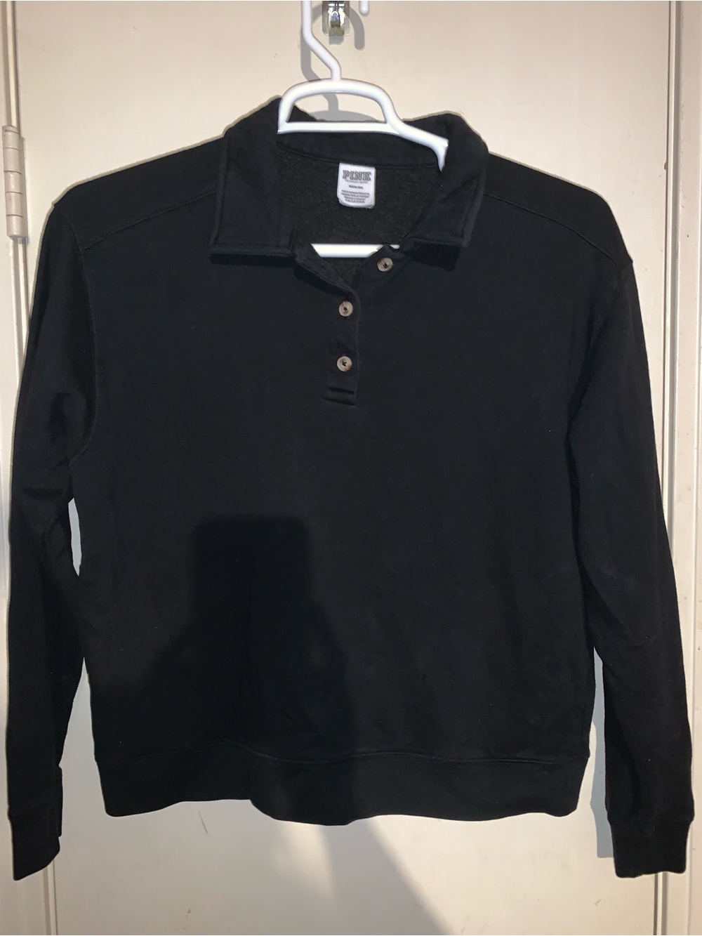 Victoria’s Secret PINK Black Ivy Fleece Polo Sweatshirt Size M